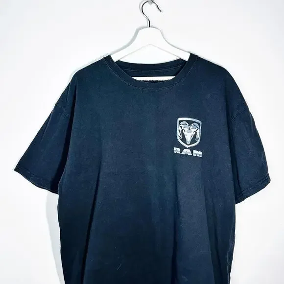 Dodge Ram Short Sleeve Graphic Logo T-Shirt Black Cotton Men Size XL - Picture 4 of 6